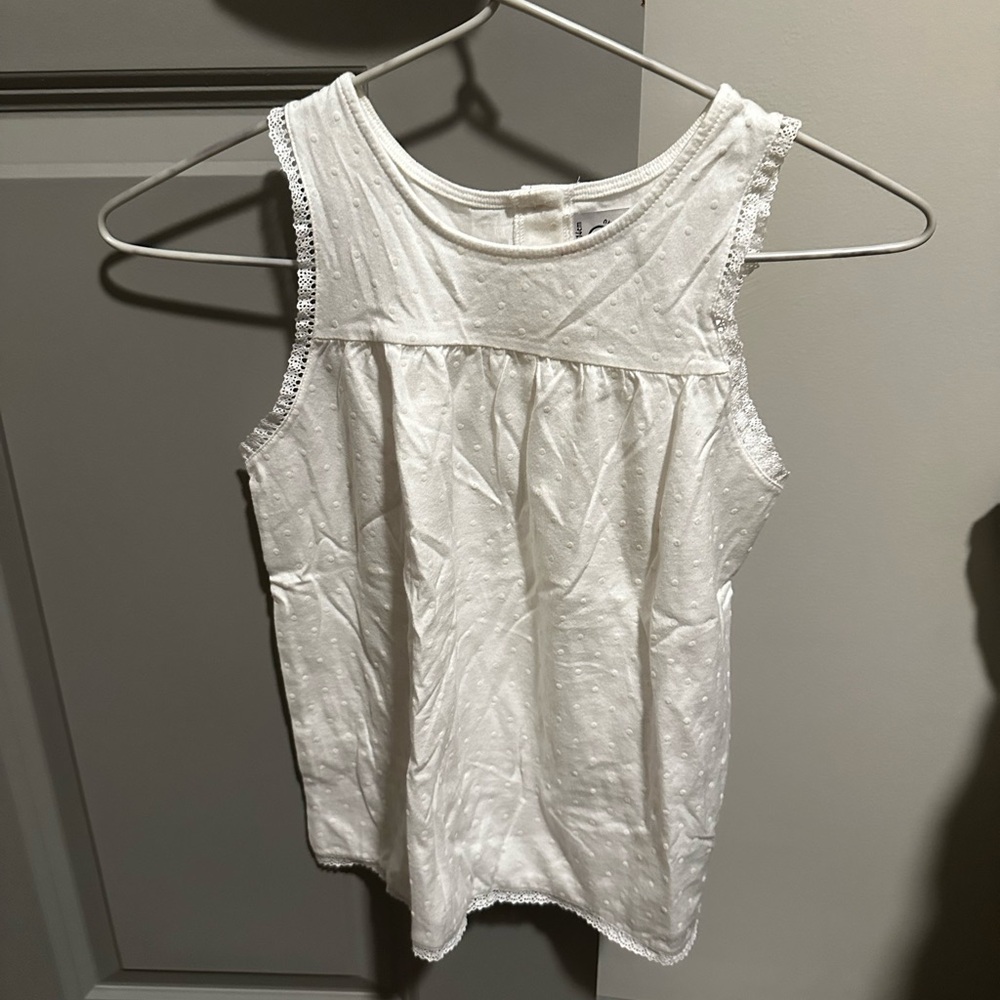 Petit Bateau White Sleeveless Tank + Shorts Pajama Set for Girls - Size: 6 years